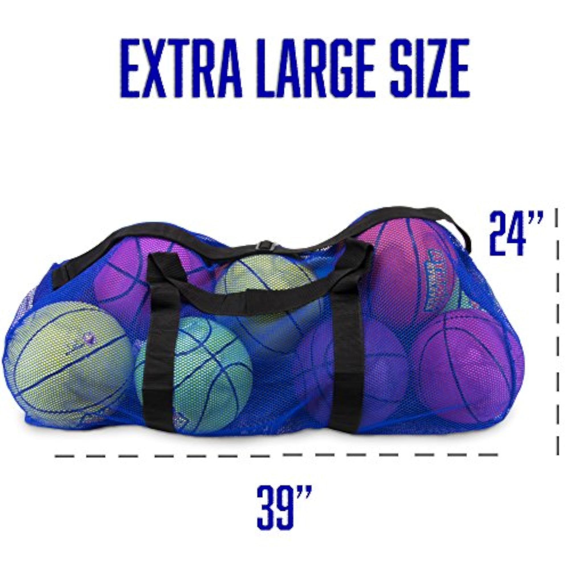 Mesh Sports Ball Bag with Adjustable Shoulder Strap